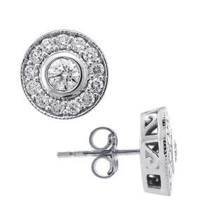1.70 Ct.tw. Diamond Round Halo Stud Earrings 14K White Gold